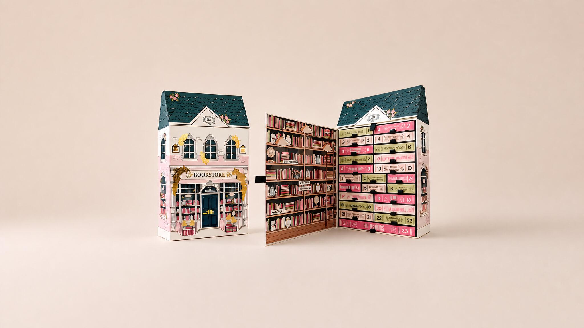 Seasonal packaging advent calendar house